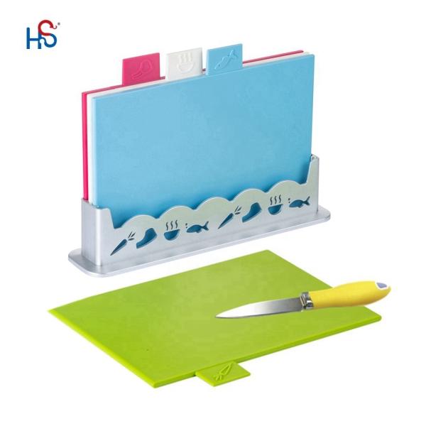 BPA Free 4-Piece Plastic Cheese Chopping Cutting Board with Antimicrobial Protection
