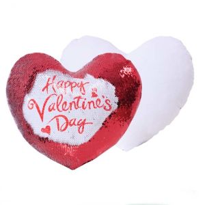 Personalized Heart Shape Sublimation Sequin Pillow Covers Heat Transfer Glitter