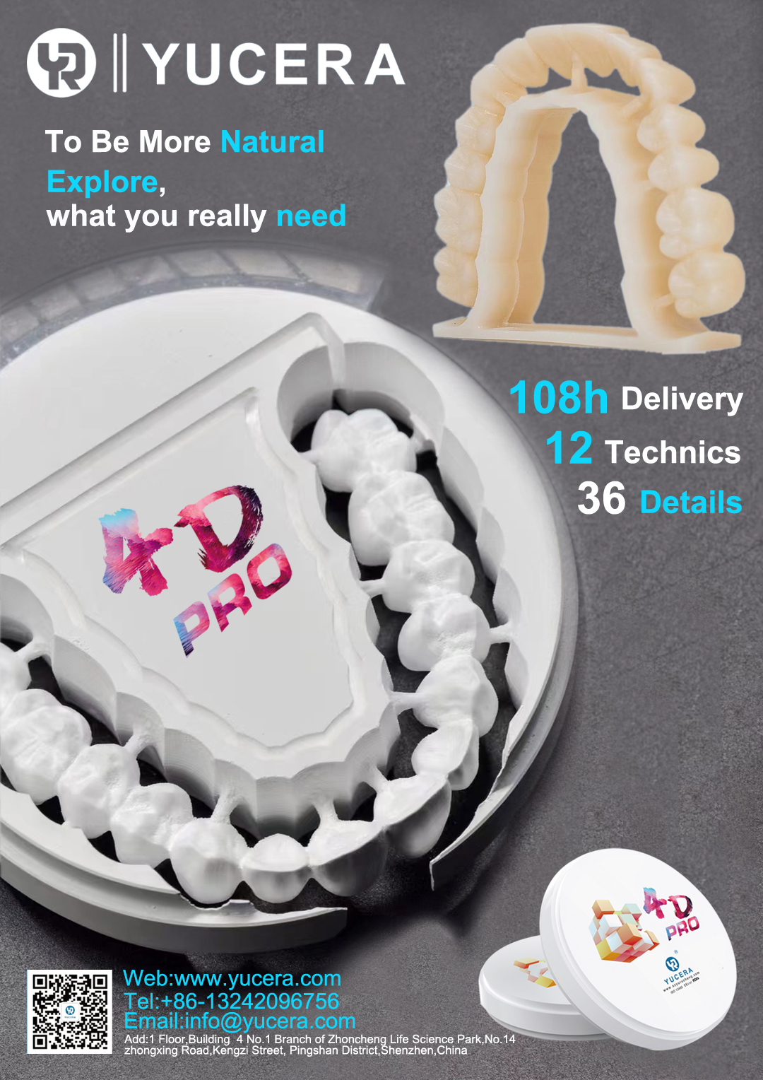 Yucera 4D 98-A2 Multilayer Pro Zirconia Block Open System Thickness 14/16/18mm