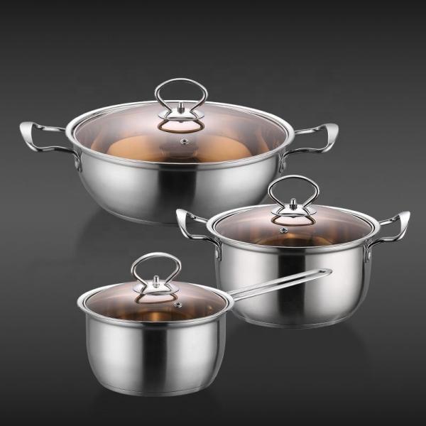 Quality Amazon TOP Seller 6 PCS Flat Bottom Cooking Pot Sets Sauce Pan Soup Pot Frying Pan Sets For Kitchen wholesale