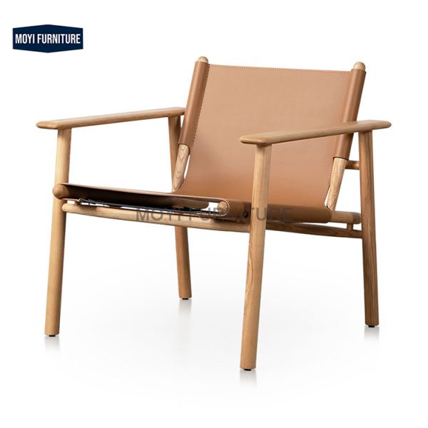 Custom Designer Italian Balcony Solid Wood Chair with Log Armrest Designer