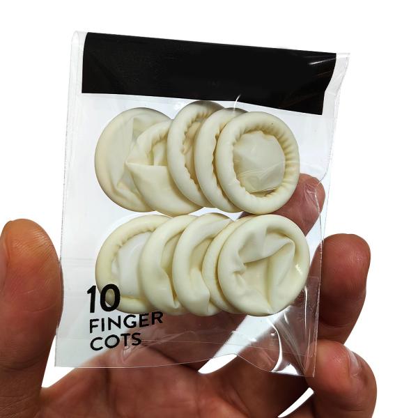 Quality 10pc Latex Finger Cots Natural Latex Disposable Finger Sleeve For Industrial Use wholesale