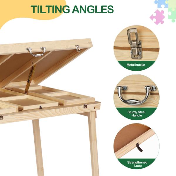 Puzzle Board Cover Wooden Folding Drawers Jigsaw Puzzle Table with Legs 1500pcs AJUNION