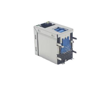 Shielded RJ45 Ethernet Female Jack USB 3.0 Type B Combo