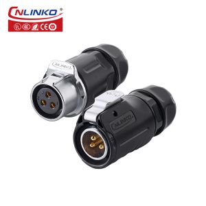 CNLINKO 3 Pin Male Connector IP68 Waterproof M20 Female DC Power Plug Power
