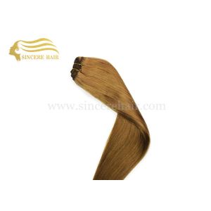 24 60 CM Long Light Brown Remy Human Hair Weave Weft Extensions 100 Gram / Piece For Sale