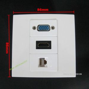 Multimedia Panel Wall Socket With VGA PC HDMI RJ45 Compatible For Computer DVD
