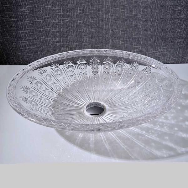 Oval Shape Wash Basin Bowl Counter Top Crystal Clear Vanity 530mm Length