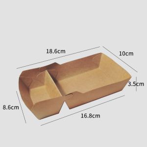 Square Custom Double Compartment Kraft Paper Box for Food Oil Proof and Eco