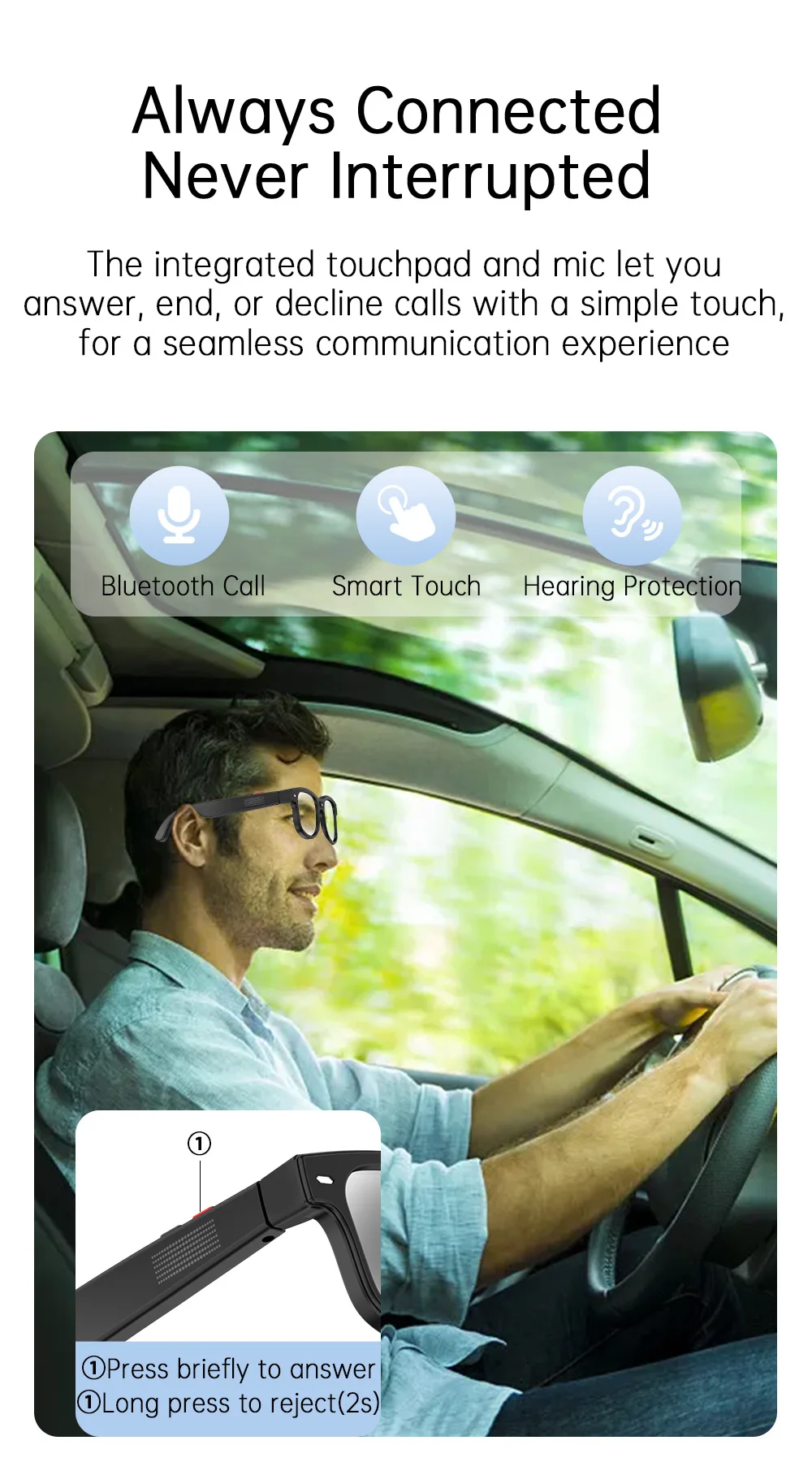 G3 AI Smart Glass With 8MP HD Camera Microphone Speakers