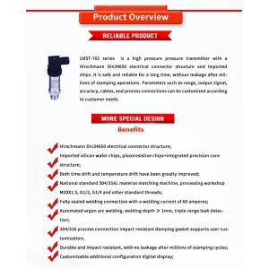 High Pressure Sensors and Univo Hirschman Din34650 Connector for UBST-702Y