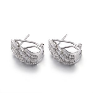 2.06 Grams 925 Silver CZ Earrings S925 Oval Cubic Zirconia Earrings