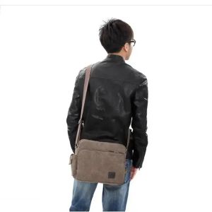 Portable Canvas Offset Print Crossbody Messenger Bag Women'S 13.8 X 4 X 10.8