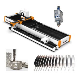 Metal Tube and Plate Fiber Laser Cutting Machine with Rotary Axis Cutting