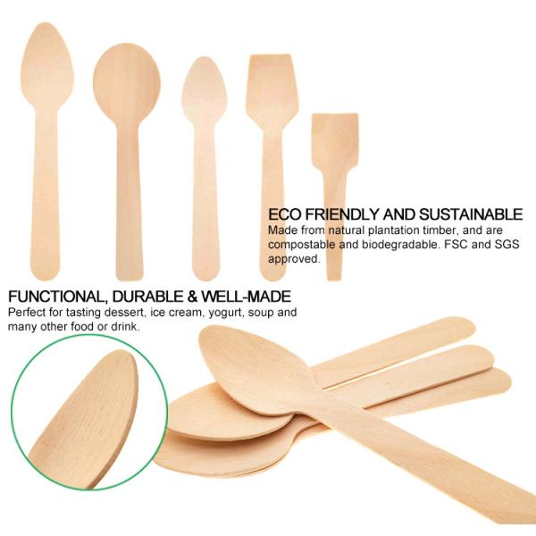 160mm Small Round Biodegradable Wooden Spoons Environmental Protection