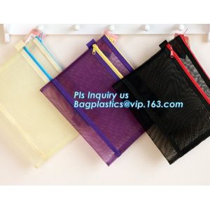 Office A4 /A5 size pvc plastic mesh zipper file bag, B6 A5 B5 A4 transparent