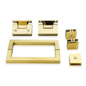 Modern Design Glass Hinge 90 degree Stainless Steel Shower Kit with Gold
