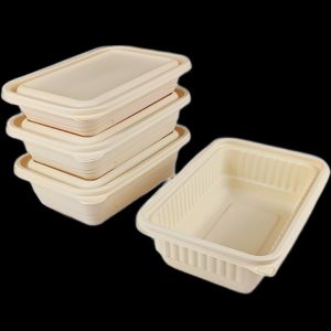 Sustainable 500ML Biodegradable To Go Food Containers Microwave Safe