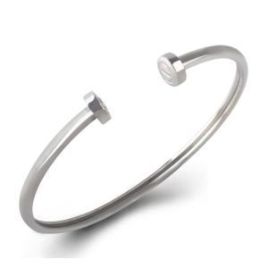 Cheap High Polish Stainless Steel Nail Bangle Gold Color New Style Rhinestone Zircon Rose Gold Bangle for sale