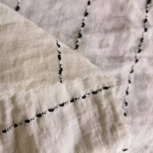 100% Polyester Plain Weaving - Wide Stripe Pattern - Imitate Linen Touch