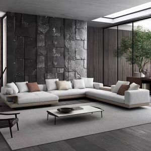 Foam Filling Material L Shape Modular Corner Sofa Set Italian Minimalist Nordic