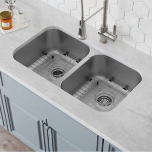 Cheap Big And Small Bowl Undermount Stainless Steel Kitchen Sink 600MM Base Cabinet Size for sale