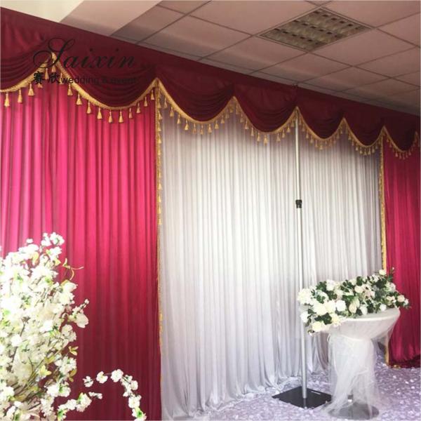 Hot Sale Gorgeous blue silk cloth drape valance curtains with ivory tassel