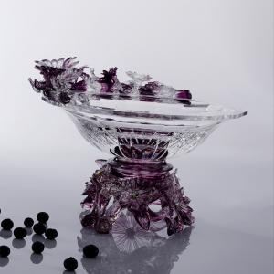 China Liuli Crystal Tableware Crystal Fruit Plate Luxury Home Accessories Villa Decoration on sale