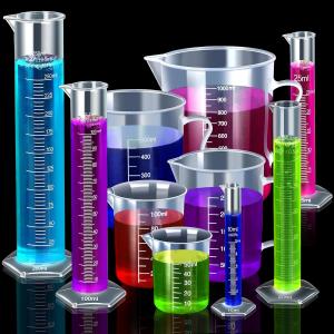Cheap Plastic Graduated Cylinders& Plastic Beakers, Plastic Graduated Cylinders 10ml 25ml 50ml 100ml 250ml & 5pcs for sale