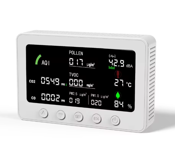 WiFi Smart Air Quality Monitor, Detects CO2, CO, TVOC, PM1.0 & PM2.5, Indoor Air
