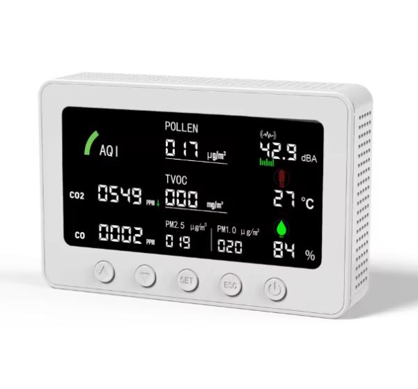 WiFi Smart Air Quality Monitor, Detects CO2, CO, TVOC, PM1.0 & PM2.5, Indoor Air
