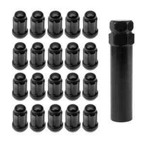 China Black Conical Car Wheel Nuts With 1 Lug Nut Key Cone Seat 1.38 Inch Long 3/4 Inch Hex on sale