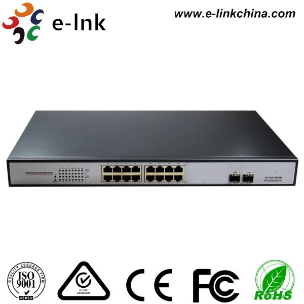 Quality 16 Gigabit Port + 2 SFP Port Ethernet POE Switch , 15.4W Unmanaged Ethernet Switch wholesale