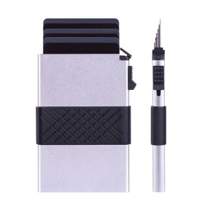 Low MOQ Pop up Card Case RFID Blocking Business Card Holder with Cash and Metal