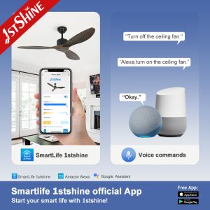 52" Solid Wood Decorative Ceiling Fan Remote Control/Wall Control/APP/WIFI