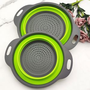 2 Pieces Kitchen Space Saver Colanders Strainers Collapsible
