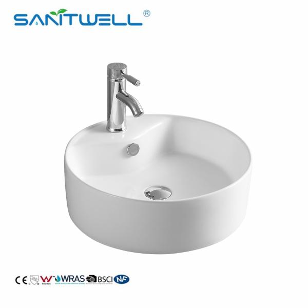 Quality White Ceramic AB8002 Bathroom Vessel Sink  Washing Basin Countertop Ultra Thin Edge Above Counter Basin wholesale