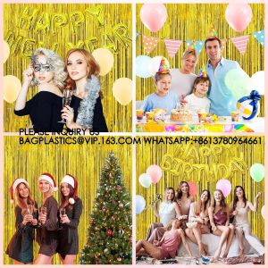 Backdrop For Party Decorations, Foil Fringe Backdrop Curtains, Tinsel Streamers