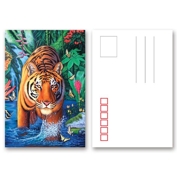 Quality Tear - Proof 3D Animal Postcard Custom Tiger Design Printing Size 11x16cm wholesale