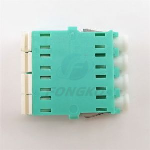 Quad Shuttered OM3 Fiber Optic Cable Adapter Lc Bulkhead Connector For CATV