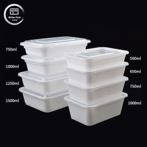 Microwavable PP Disposable Plastic Bento Box With Lids Clea Multi-Size 500ml To