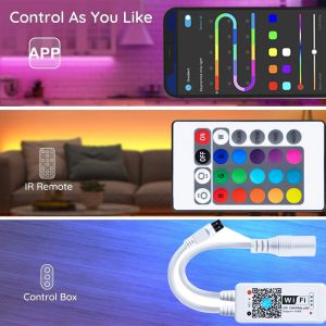 180LEDS 10M RGB 5050 Led Strip Light with TUYA WIFI Control 24Key IR Remote and