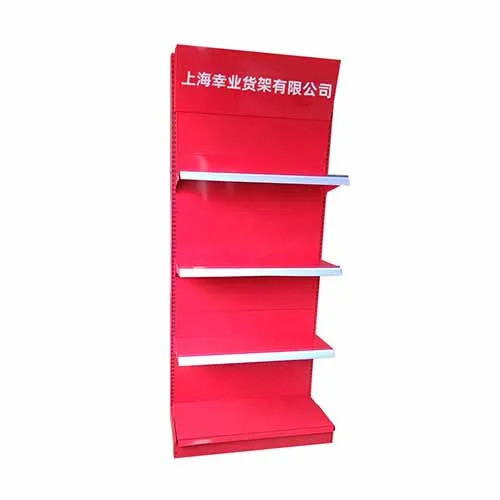 Factory Customized Color Size red market shelves single sided gondola shelf