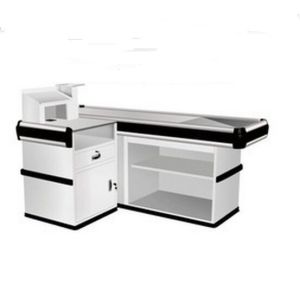 Cheap Supermarket White Retail Counter Practical With No Rusting Powder Plated for sale