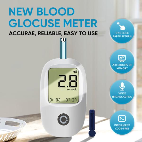 Travel Size Glucometer Machine Glucometro 250 Memories Glucometer With 50pcs