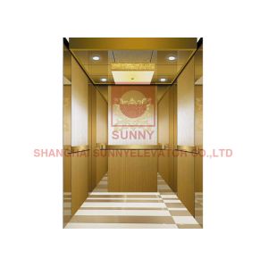 Load 630KG Double Door Machine Roomless Passage Elevator with Hairline Stainless
