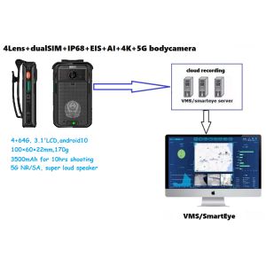 High Bitrate 256kbps-8Mbps 5G Body Camera with 13 Million Pixels Rear Camera