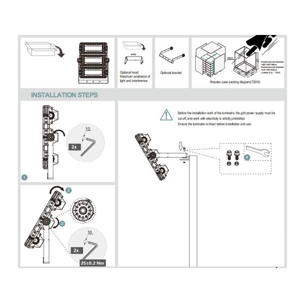 IP67 LED Stadium Light Outdoor Flood Lighting LED High Mast Pole Light for Outdoor Indoor Area