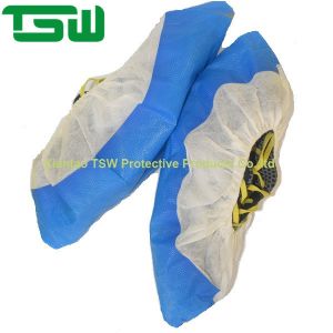 Cheap Personal Care Disposable Nonwoven Shoe Cover With CPE Sole for sale