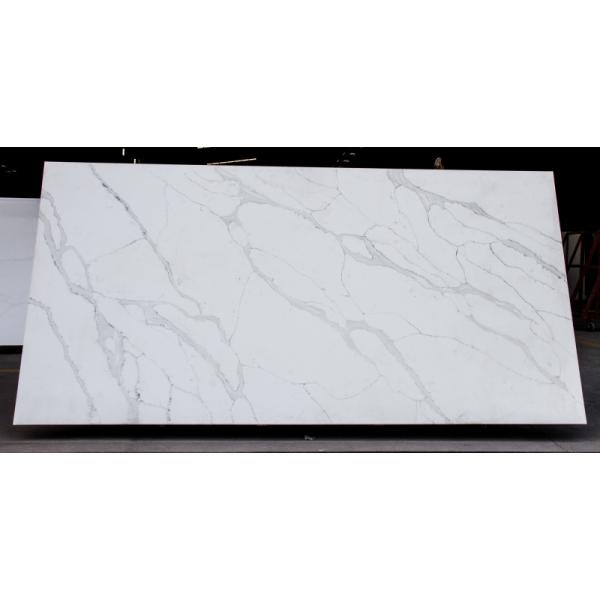 Prefab Quartz Slabs 126X63'' White Island Quartz Bathroom Countertops